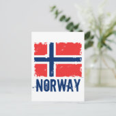 CARTE POSTALE DRAPEAU NORVÈGE DÉTRUIT (Debout devant)