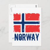 CARTE POSTALE DRAPEAU NORVÈGE DÉTRUIT (Devant / Derrière)
