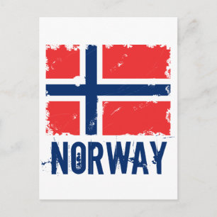 CARTE POSTALE DRAPEAU NORVÈGE DÉTRUIT