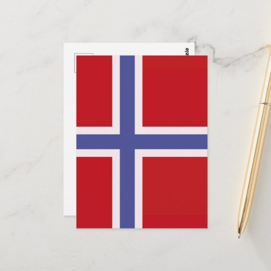 Carte Postale Drapeau norvégien (Devant/Arrière en situation)