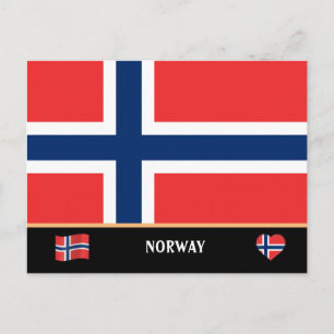 Carte Postale Drapeau norvégien et voyage au pays norvégien / No