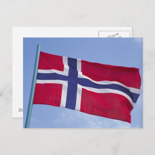 Carte Postale Drapeau norvégien RF) (Devant / Derrière)