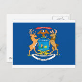 Carte Postale Drapeau officiel de l'État du Michigan (Devant / Derrière)
