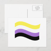 Carte Postale Drapeau ondoyant non binaire (Devant / Derrière)