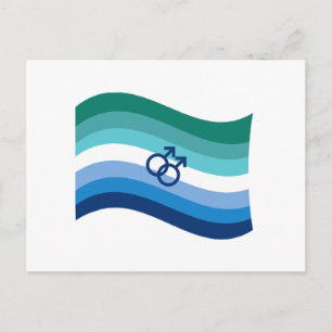 Carte Postale Drapeau ondulé azur de la fierté de l'amour gay ma