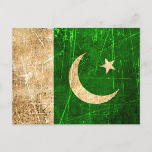 Carte Postale Drapeau pakistanais Vintage rayé et usé