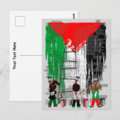 Carte Postale Drapeau palestinien peint par des enfants de Gaza (Devant / Derrière)