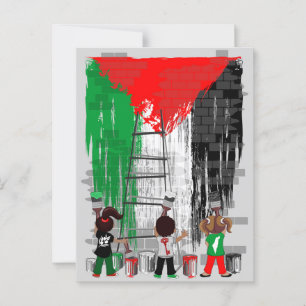 Carte Postale Drapeau palestinien peint par des enfants de Gaza