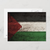 Carte Postale Drapeau palestinien sur le vieux grain de bois (Devant / Derrière)