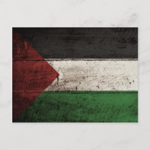 Carte Postale Drapeau palestinien sur le vieux grain de bois