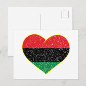 Carte Postale drapeau panafricain cœur histoire noire afro-améri (Devant / Derrière)