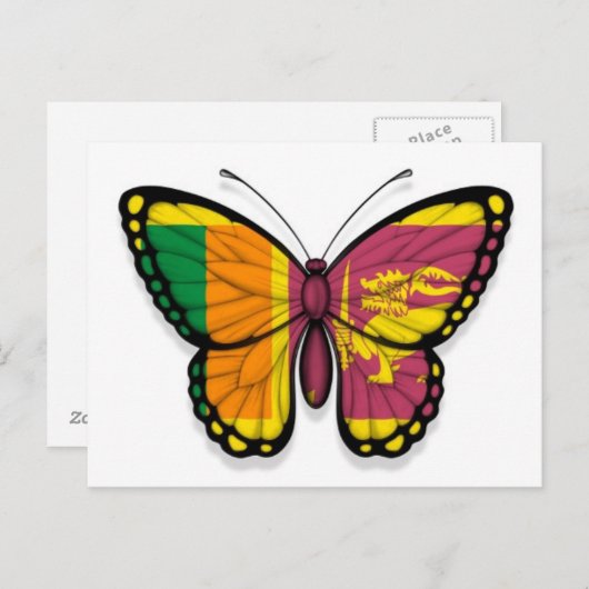 Carte Postale Drapeau papillon sri-lankais (Devant / Derrière)
