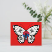 Carte Postale Drapeau papillon sud-coréen en rouge (Debout devant)