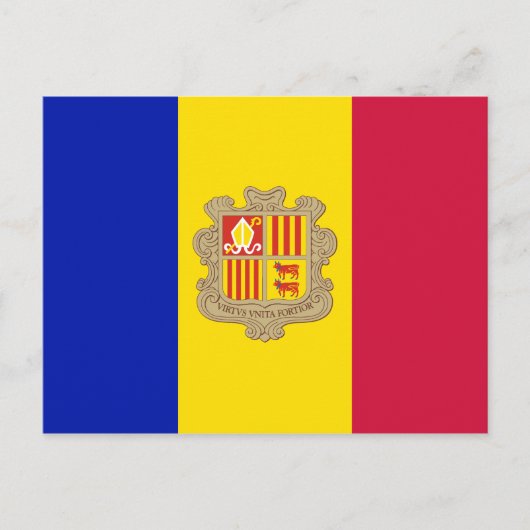 Carte Postale Drapeau patriotique d'Andorre (Devant)