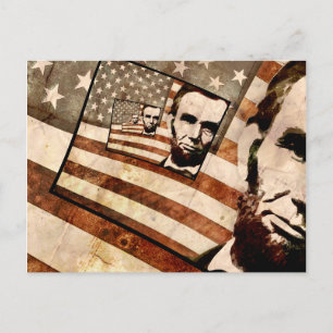 Carte Postale Drapeau patriotique du président Abraham Lincoln