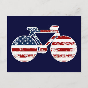 Carte Postale drapeau patriotique États-Unis d'Amérique bicyclet