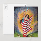 Carte Postale Drapeau Patriotique Miss Liberty USA (Devant / Derrière)