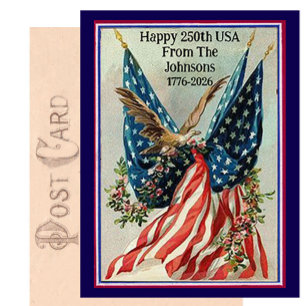 Carte Postale Drapeau patriotique vintage personnalisé du quatre