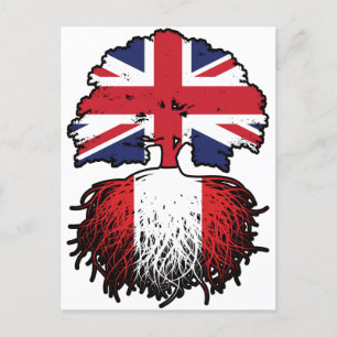 Carte Postale Drapeau péruvien britannique des racines d'arbres