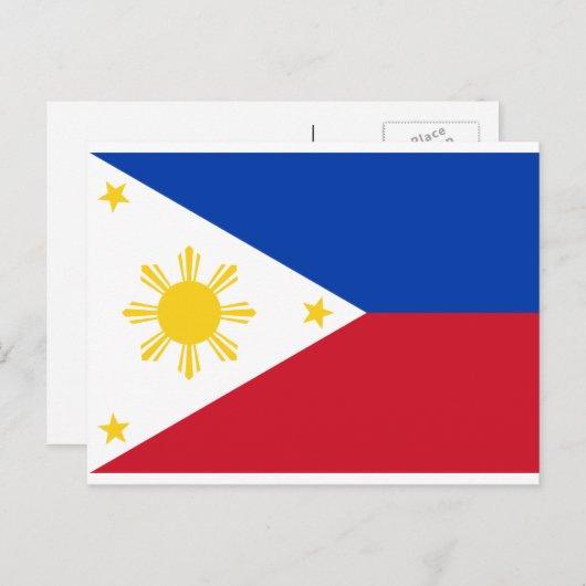 Carte Postale Drapeau philippin, Drapeau des Philippines (Devant / Derrière)