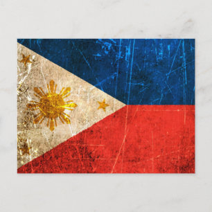 Carte Postale Drapeau philippin Vintage rayé et usé