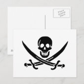 Carte Postale Drapeau pirate crâne épées croisées (Devant / Derrière)