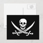 Carte Postale Drapeau pirate crâne épées croisées (Devant / Derrière)