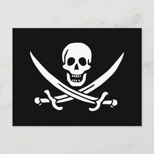 Carte Postale Drapeau pirate crâne épées croisées (Devant)