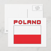 Carte Postale Drapeau polonais avec la Pologne (Devant / Derrière)