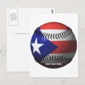 Carte Postale Drapeau Porto Rico couvrant un baseball (Devant / Derrière)