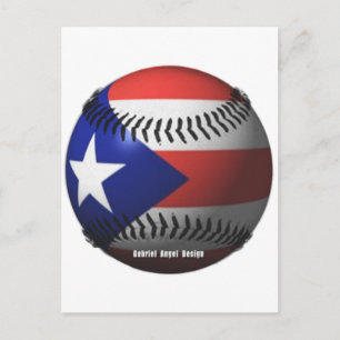 Carte Postale Drapeau Porto Rico couvrant un baseball