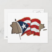 Carte Postale Drapeau portoricain et île (Devant / Derrière)