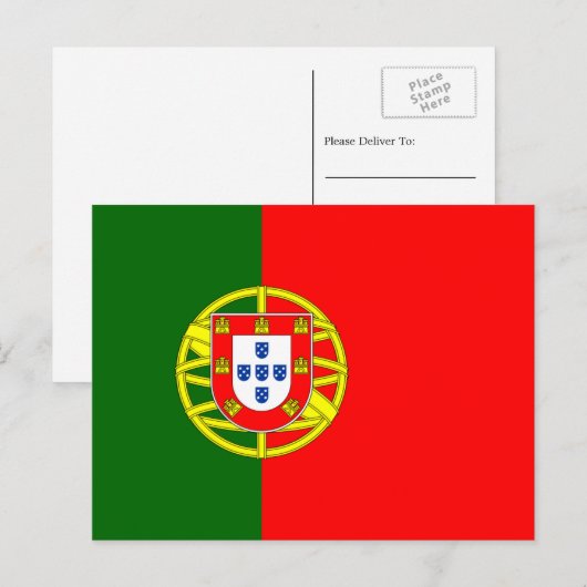 Carte Postale Drapeau portugais, Drapeau portugais du Portugal (Devant / Derrière)