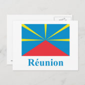 Carte Postale Drapeau proposé de l'île de la Réunion avec nom en (Devant / Derrière)