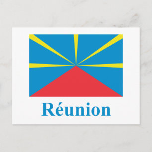 Carte Postale Drapeau proposé de l'île de la Réunion avec nom en