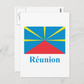 Carte Postale Drapeau proposé de l'île de la Réunion avec nom en (Devant / Derrière)