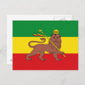 Carte Postale Drapeau rastafarien d'Ethiopie Lion de Juda (Devant / Derrière)