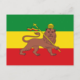 Carte Postale Drapeau rastafarien d'Ethiopie Lion de Juda