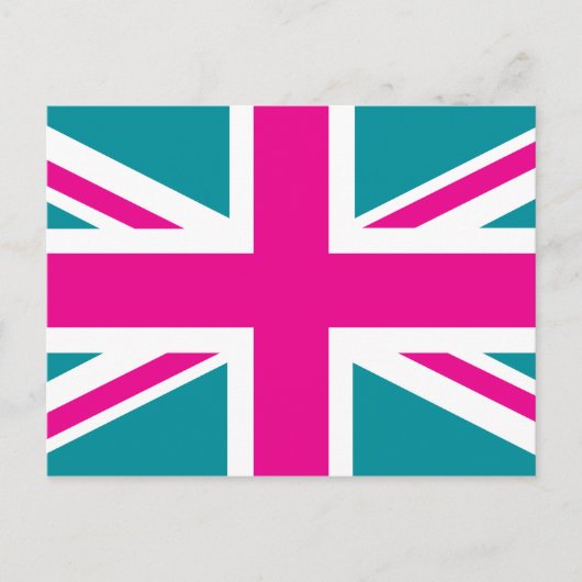Carte Postale Drapeau rose de choc Union Jack British (UK) (Devant)