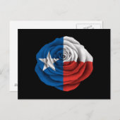 Carte Postale Drapeau Rose du Texas sur noir (Devant / Derrière)