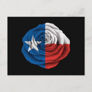 Carte Postale Drapeau Rose du Texas sur noir
