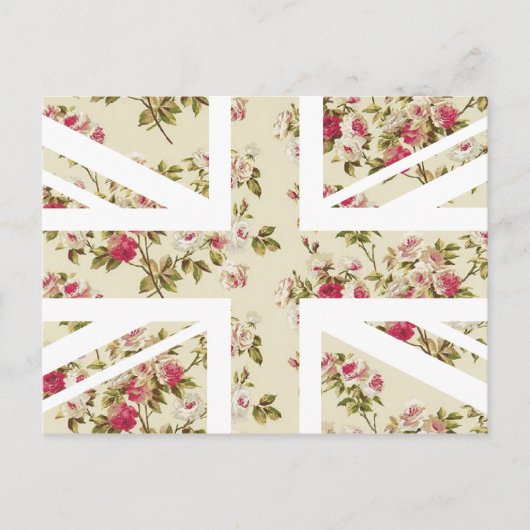 Carte Postale Drapeau rose d'Union Jack les Anglais (R-U) de cru (Devant)