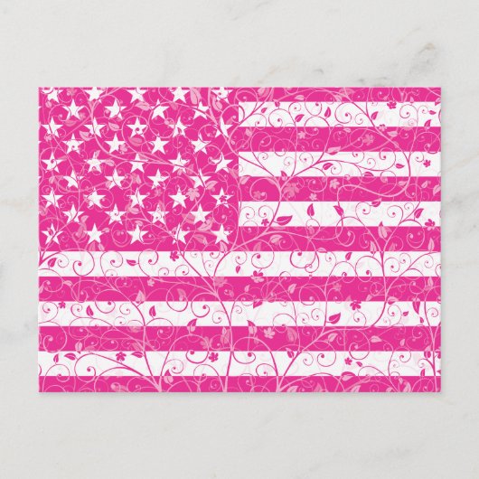 Carte Postale Drapeau rose floral américain (Devant)