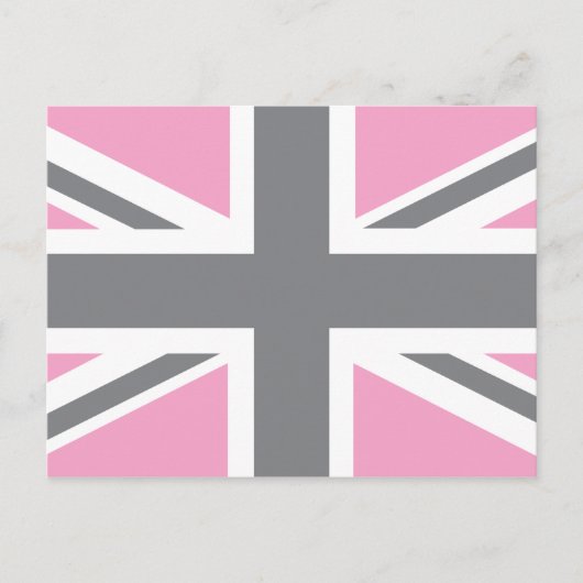 Carte Postale Drapeau rose gris Union Jack britannique (UK) (Devant)