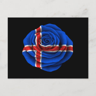Carte Postale Drapeau Rose islandais sur noir