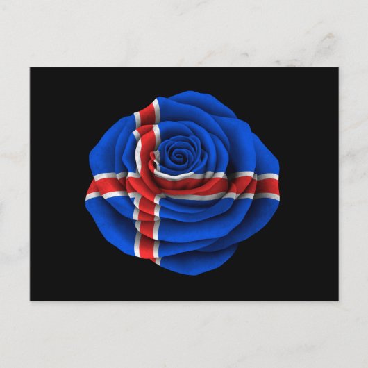 Carte Postale Drapeau Rose islandais sur noir (Devant)