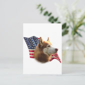 Carte Postale Drapeau rouge sibérien Husky (Debout devant)