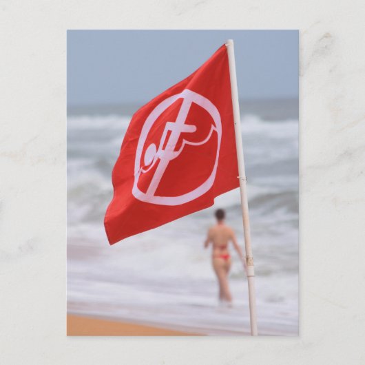 Carte Postale Drapeau rouge sur la plage — Floride (Devant)