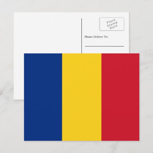 Carte Postale Drapeau roumain, Drapeau de la Roumanie (Devant / Derrière)