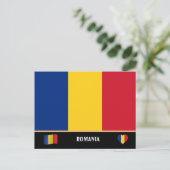 Carte Postale Drapeau roumain & Voyage de pays Roumanie / Rouman (Debout devant)
